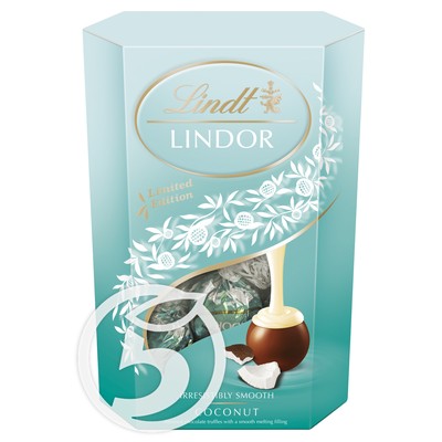 Конфеты "Lindt" Lindor из молочного шоколада с кокосовой начинкой 200г по акции в Пятерочке