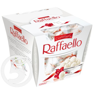 Конфеты "Raffaello" с цельным миндальным орехом в кокосовой обсыпке 150г по акции в Пятерочке