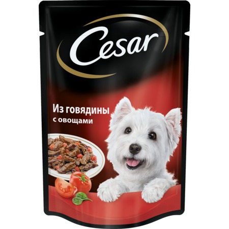 Корм Cesar, для собак, говядина-овощи, 100 г по акции в Пятерочке