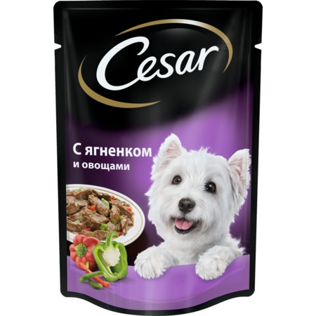 Корм Cesar, для собак, ягненок-овощи, 100 г по акции в Пятерочке