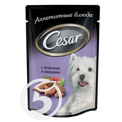 Корм "Cesar" Ягненок и овощи для взрослых собак 100г по акции в Пятерочке