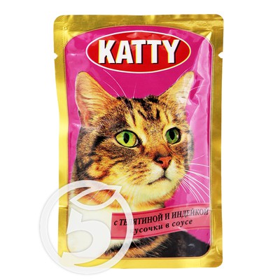 Корм для кошек "Katty" теленок и индейка 100г