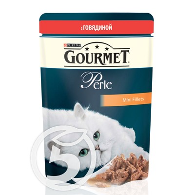 Корм "Gourmet" Perle С говядиной для кошек 85г