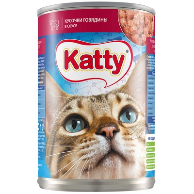 Корм "Katty" Говядина для кошек 415г по акции в Пятерочке