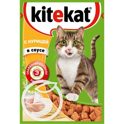 Корм "Kitekat" С курицей в соусе для взрослых кошек 85г