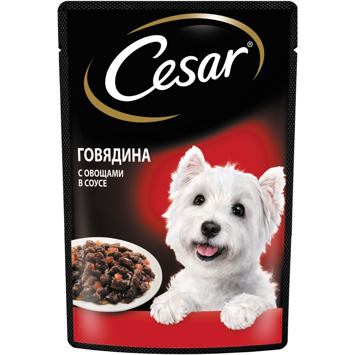Корм консервированный полнорационный Cesar для взрослых собак всех пород с говядиной и овощами в соусе Говядина с овощами, 85г