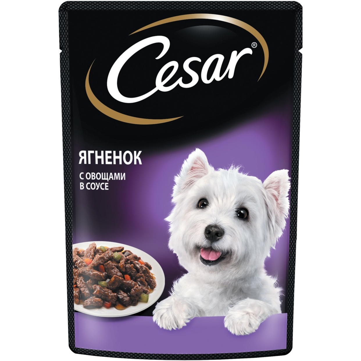 Корм консервированный полнорационный Cesar для взрослых собак всех пород с ягненком и овощами в соусе Ягненок с овощами, 85г по акции в Пятерочке