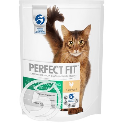 Корм "Perfect Fit" Sterile с курицей для кастрированных котов и стерилизованных кошек 650г