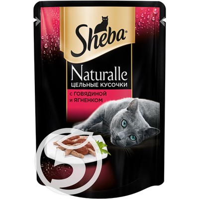 Корм "Sheba" Naturalle говядина и ягненкок для кошек 80г по акции в Пятерочке