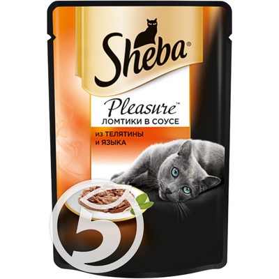Корм "Sheba" Pleasure телятина и язык для кошек 85г
