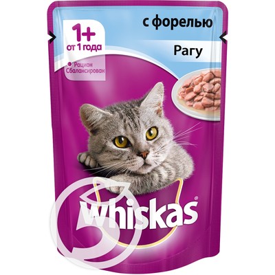 Корм "Whiskas" Рагу с форелью для кошек 85г