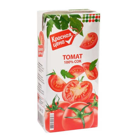 Красная цена Сок томатный восстановленный с мякотью с солью с сахаром 0,95л