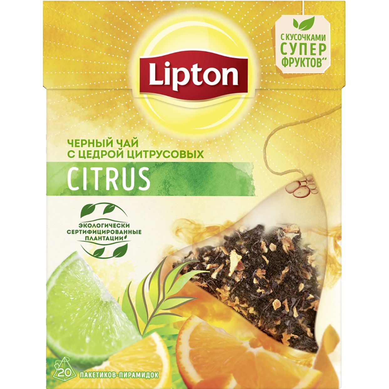 LIPTON Чай CITRUS чер. 20х1.8г по акции в Пятерочке