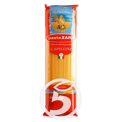 Макароны "Pasta Zara" 1 Capellini 500г по акции в Пятерочке