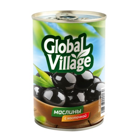 Маслины Global Village, с косточкой, 425 г по акции в Пятерочке
