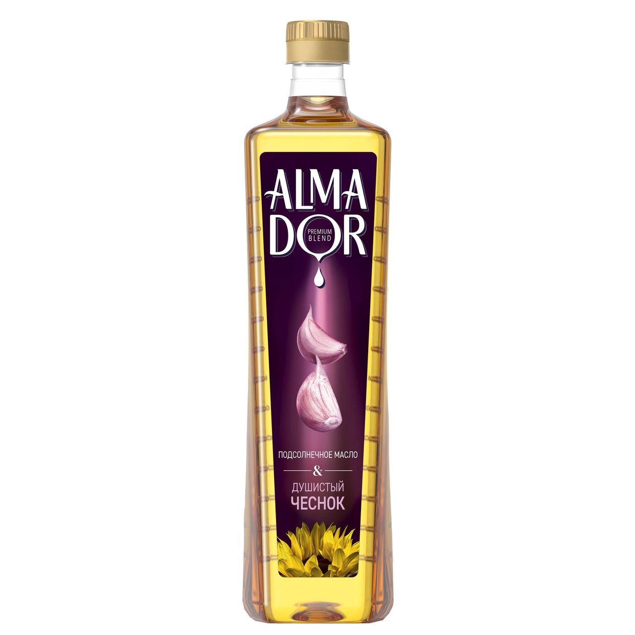 Масло "ALMADOR" подсолнечное с натуральным маслом чеснока 0,79л по акции в Пятерочке