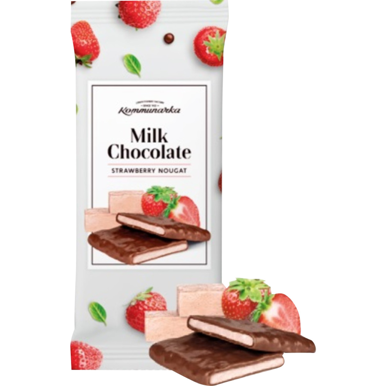 Milk Chocolate strawberry nougat Шоколад молочный с клубничной нугой, 80г