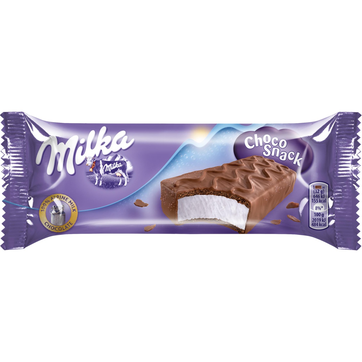 MILKA Пирожное ШОКОЛАДНЫЙ ПЕРЕКУС бисквитное с кремом с цельным молоком в молочном шоколаде 32г