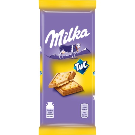 MILKA Шоколад мол.с сол.крекером TUC 87г по акции в Пятерочке