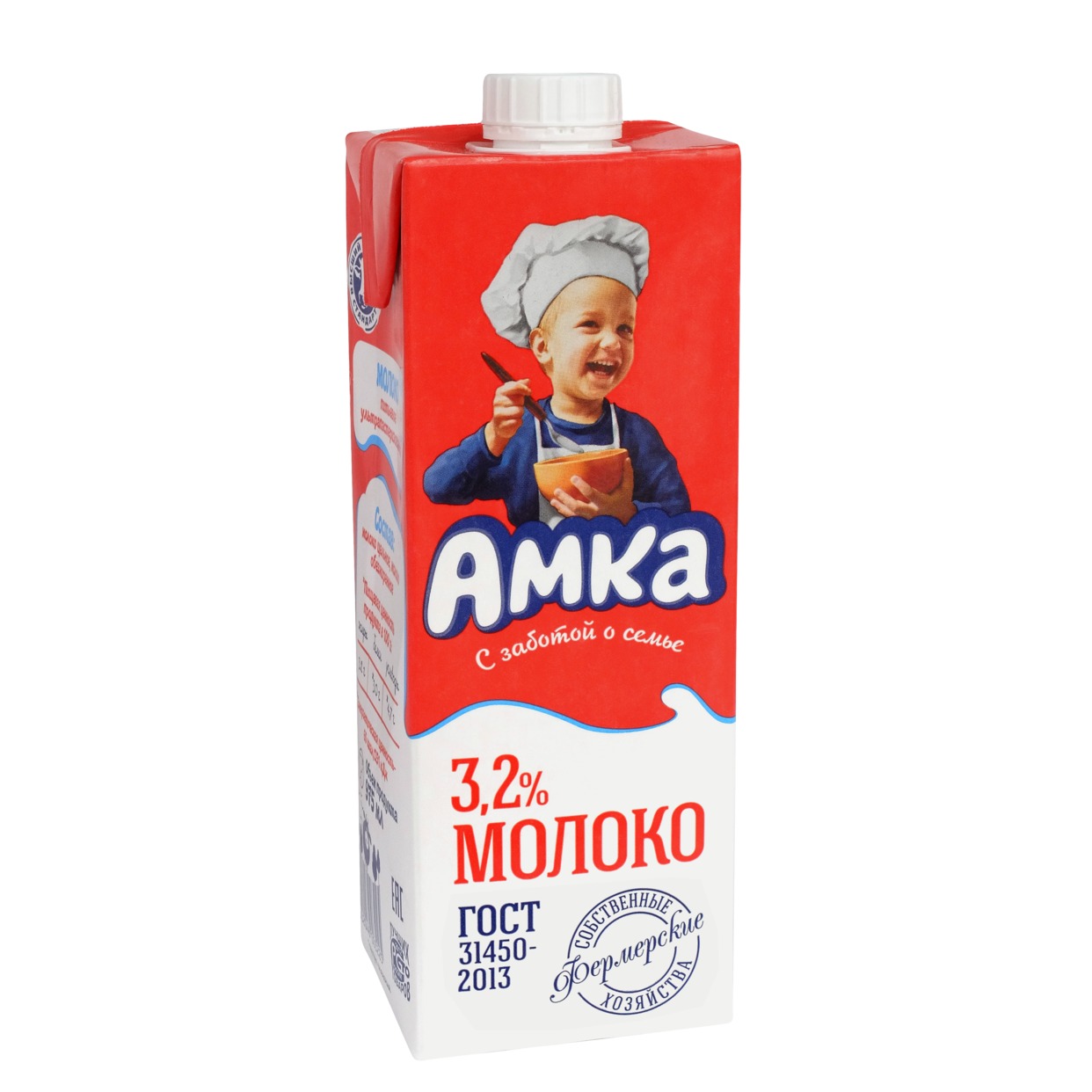 Молоко Амка, ультрапастеризованное, 3,2%, 1000 г по акции в Пятерочке