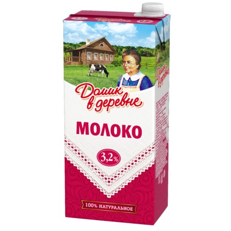 Молоко Домик в деревне, стерилизованное, 3,2%, 950 мл по акции в Пятерочке