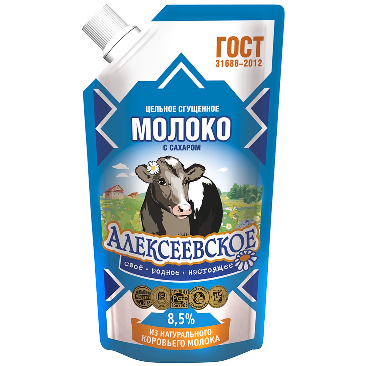 Молоко сгущенное, Алексеевское, цельное с сахаром, 8,5%, 270 г