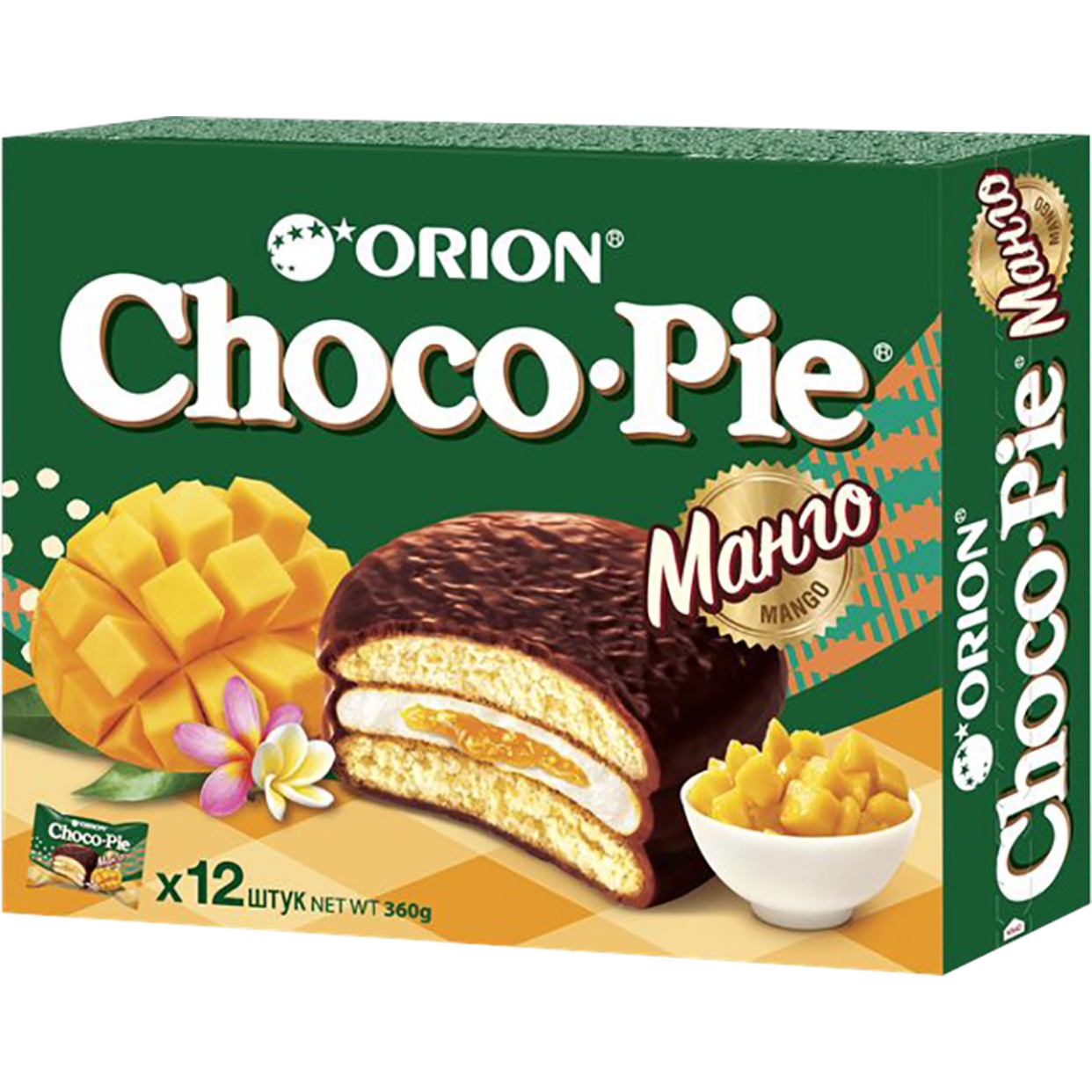 Мучное кондитерское изделие в глазури «Choco Pie Mango» («Чоко Пай Манго») 360г по акции в Пятерочке
