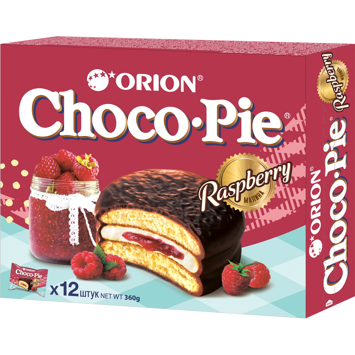 Мучное кондитерское изделие в глазури «Choco Pie Raspberry» («Чоко Пай Малина»), 360 гр