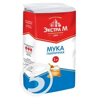 Мука "Экстра" пшеничная хлебопекарная в/с 1кг