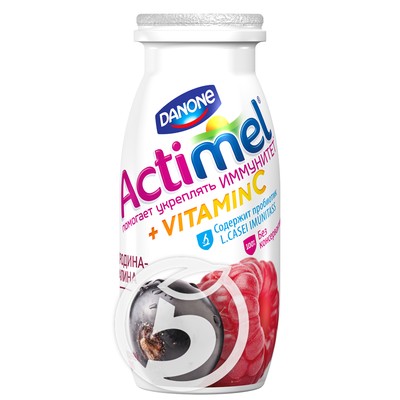 Напиток "Actimel" Смородина-малина 2.5% 100мл по акции в Пятерочке
