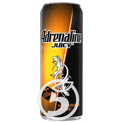 Напиток "Adrenalin"e Juicy энергетический Апельсиновая энергия 500мл по акции в Пятерочке