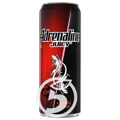 Напиток "Adrenalin"e Juicy энергетический Ягодная энергия 500мл по акции в Пятерочке