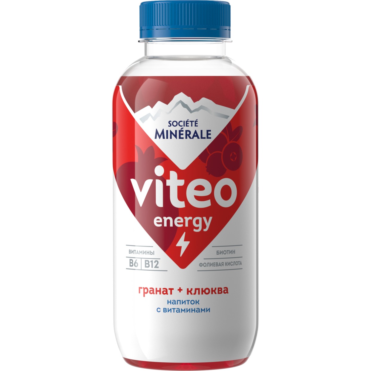 Напиток безалкогольный негазированный торговой марки «Societe Minerale Viteo» с витаминами вкус гранат - клюква 0,4