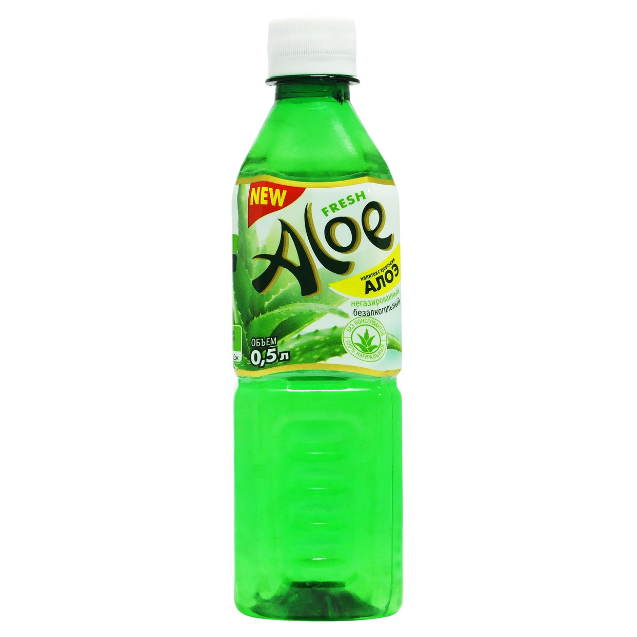 Напиток "FRESH ALOE" безалкогольный негазированный пастеризованный с кусочками алоэ 0,5л по акции в Пятерочке