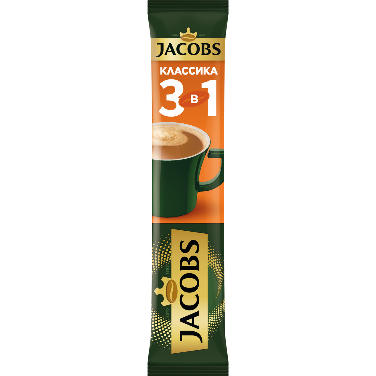 Напиток кофейный растворимый JACOBS 3 в 1 "Классика" 24x10x13,5г по акции в Пятерочке