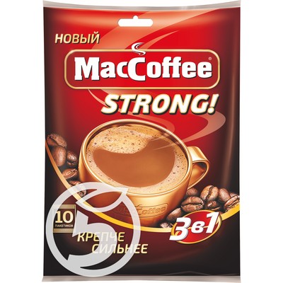Напиток "Maccoffee" Strong 3в1 кофейный растворимый 10пак*16г по акции в Пятерочке