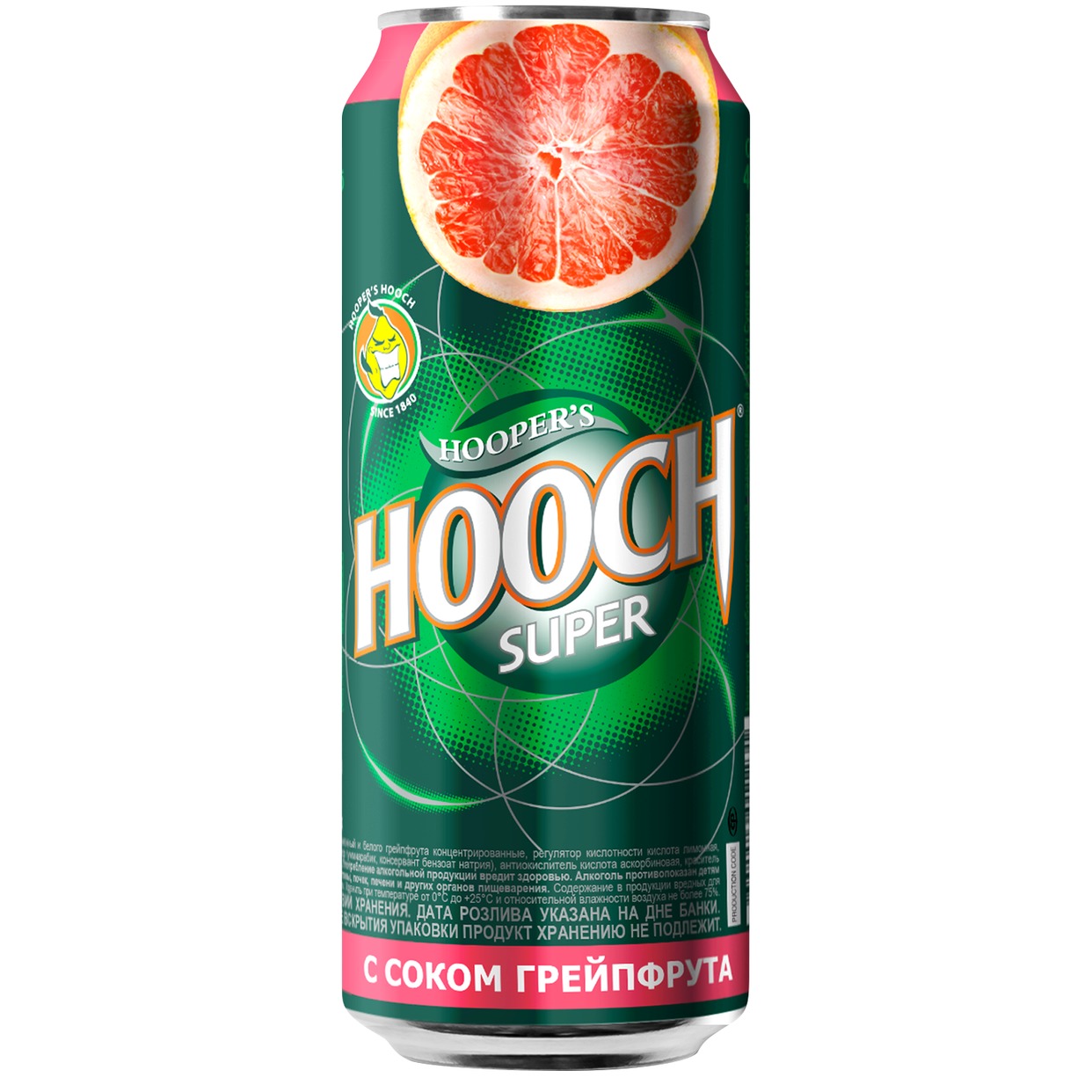 Напиток слабоалкогольный газированный "Хуууч Супер со вкусом Грейпфрута", 7,2%, 0,45л., ж/б