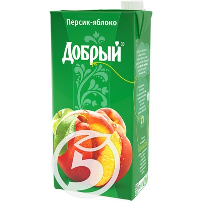 Нектар "Добрый" Персик-яблоко 2л по акции в Пятерочке