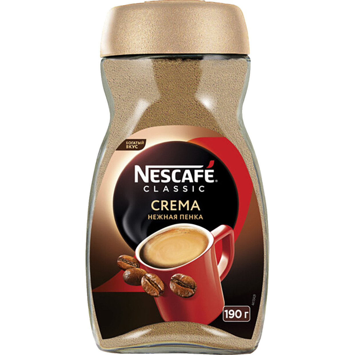 NESCAFE Classic Crema. 100% натуральный растворимый порошкообразный кофе, 190г по акции в Пятерочке