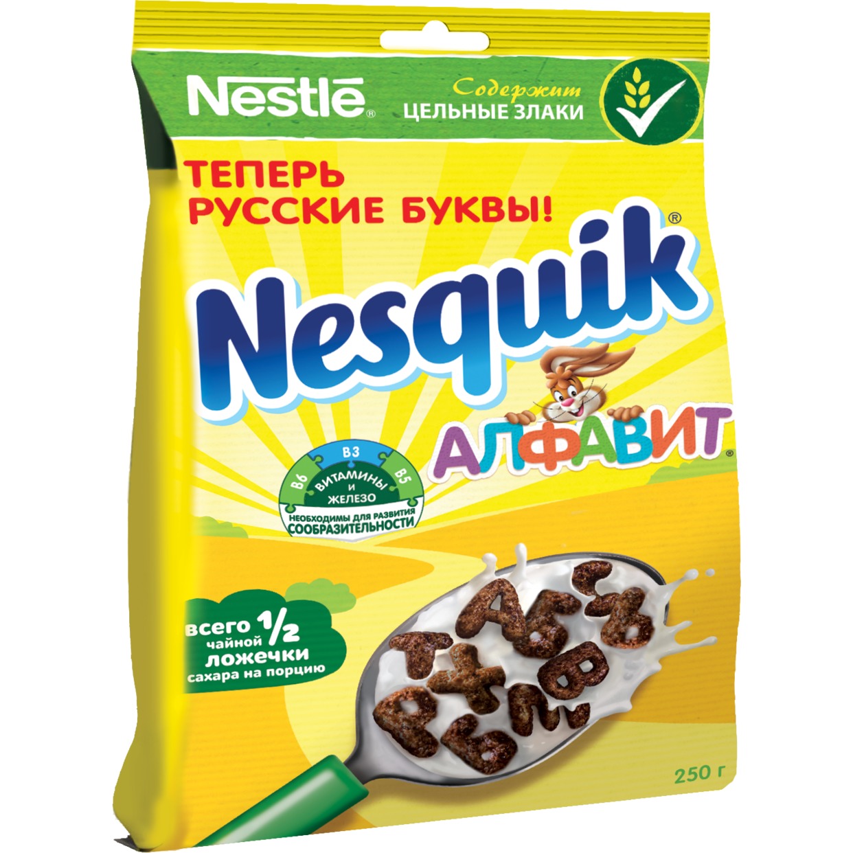 NESQUIK Алфавит. Готовый шоколадный завтрак, обогащенный витаминами и минеральными веществами,250г