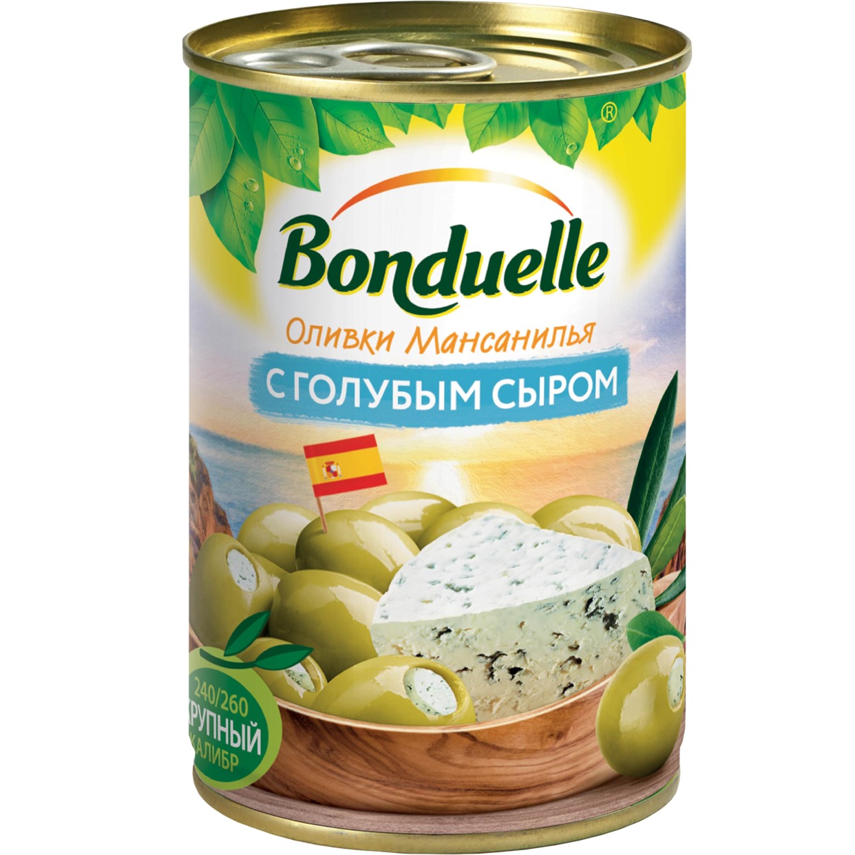 Оливки Bonduelle Мансанилья с голубым сыром 314 мл по акции в Пятерочке