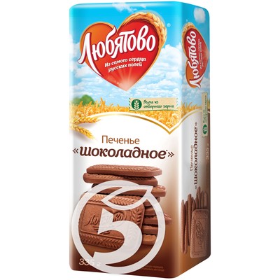 Печенье "Любятово" Шоколадное сахарное 335г по акции в Пятерочке