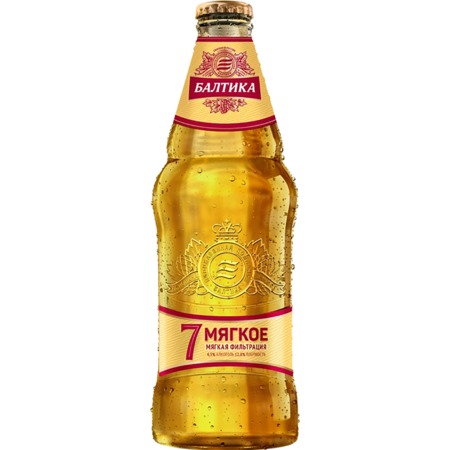 Пиво Балтика Мягкое №7 светлое пастеризованное, 4,7% 0,44л ст/б