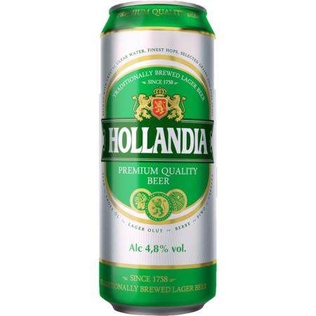Пиво Hollandia, светлое, 4,8%, 0,45 л