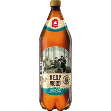 Пиво КЕДРWOOD (КЕДРВУД) светлое классическое пастеризованное, 4.8% 1.35л ПЭТ