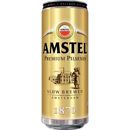 Пиво светлое пастеризованное «Амстел Премиум Пилсенер», 4,8%, ж/б, 0,45 л.