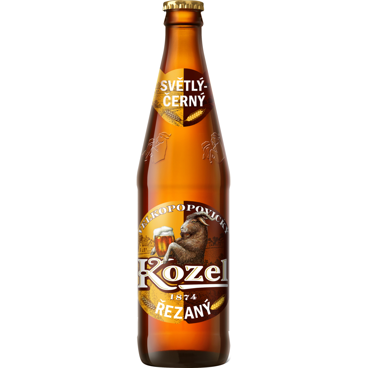Пиво "Велкопоповицкий Козел Резаное" светлое. Пастеризованное, 4,7%. Бутылка стеклянная 0,45 л