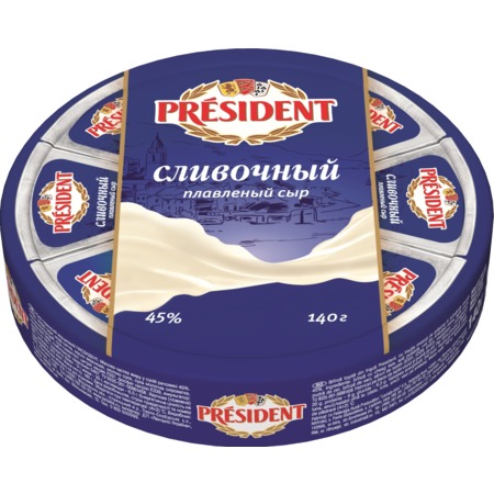 Плавленый сыр President, сливочный, 45%, 140 г по акции в Пятерочке