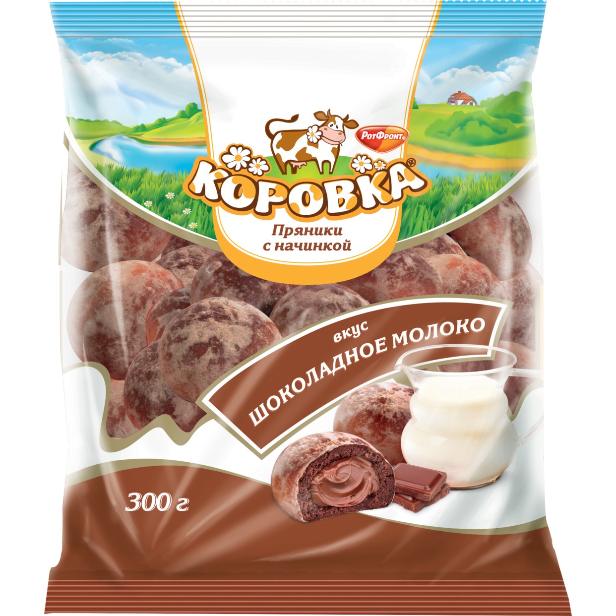 Пряники Коровка с начинкой Шоколадное молоко 300г