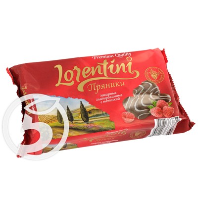 Пряники "Lorentini" заварные с ароматом малины глазированные 220г по акции в Пятерочке